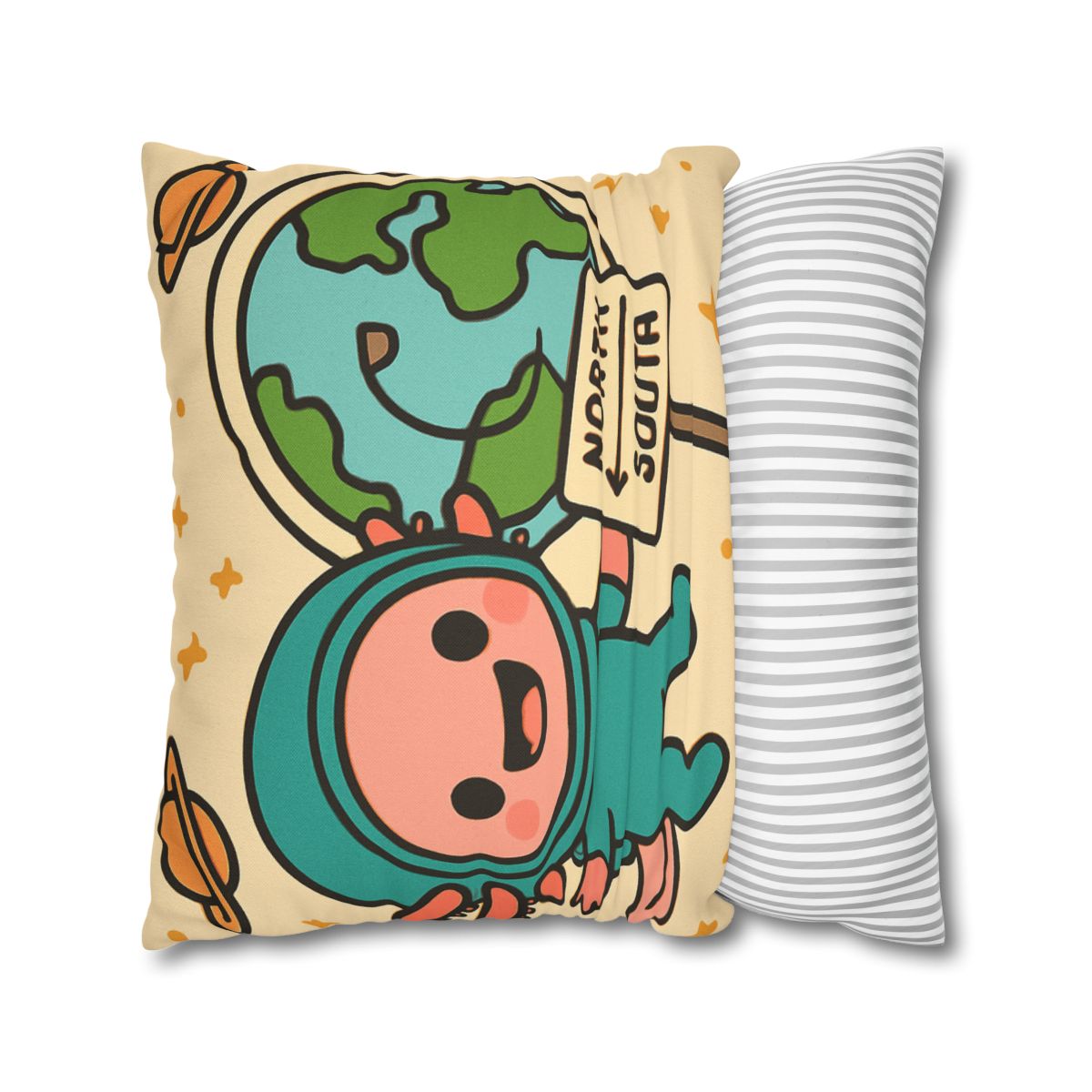 Luna The Axolotl Astronaut And The Bubble Planet Map custom pillow cases