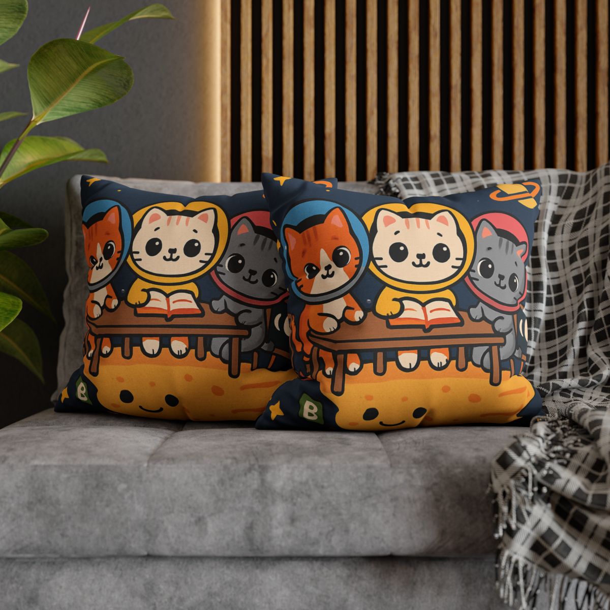 Comet Classroom With Curious Kittens custom pillow cases