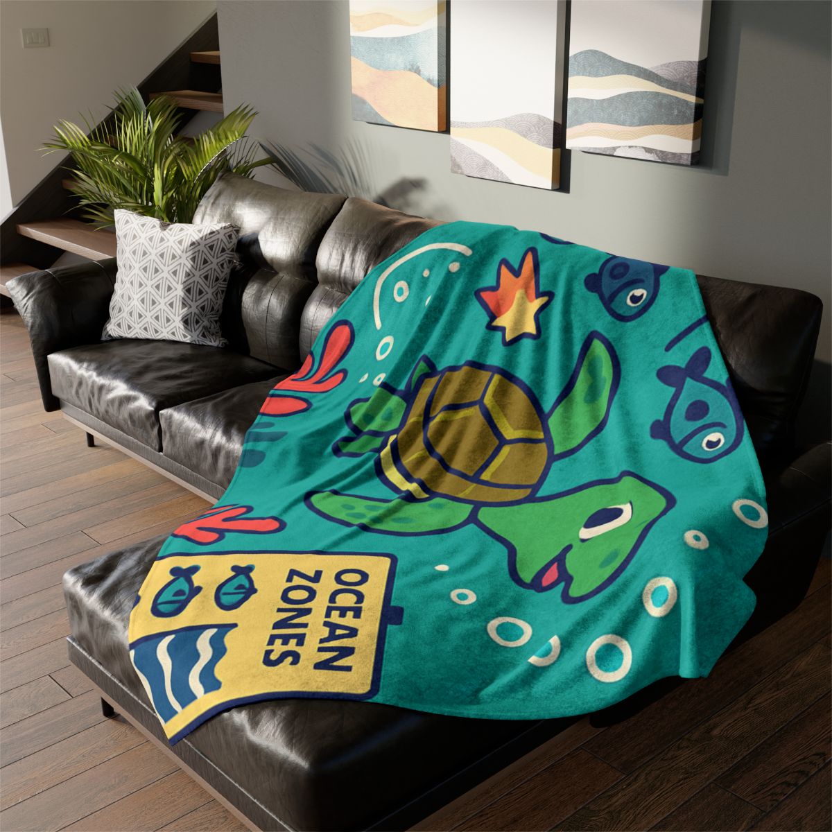 Coral Comet Turtle Parade designer printed blankets