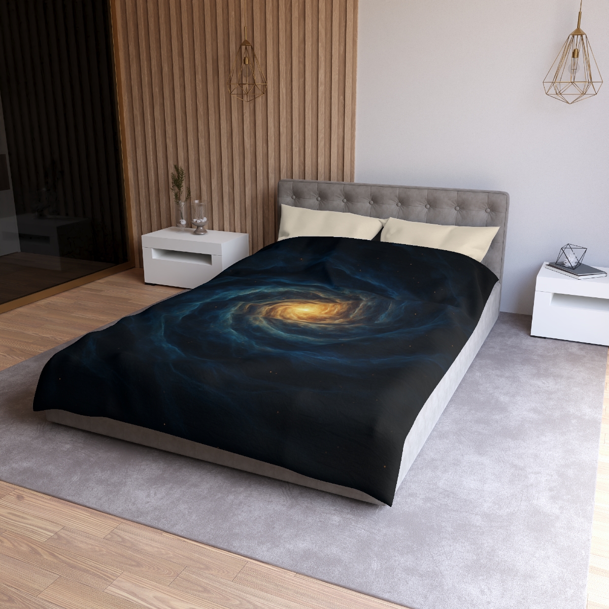 Nebula Spiral Lattice designer printed duvets
