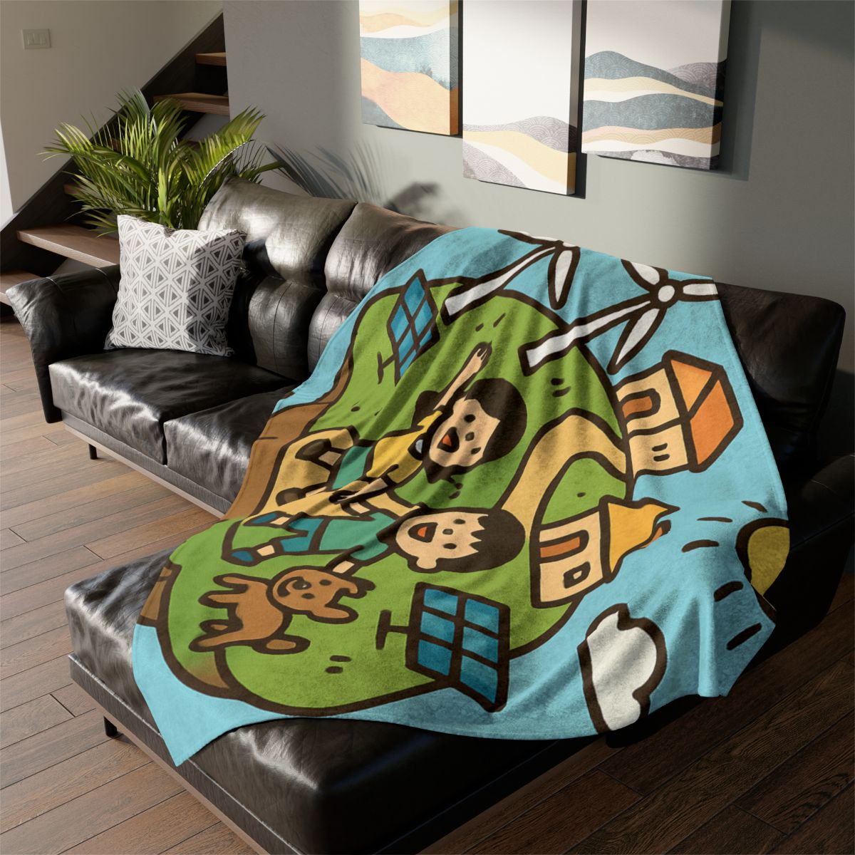 Floating Eco City Sky Island personalized cozy blankets