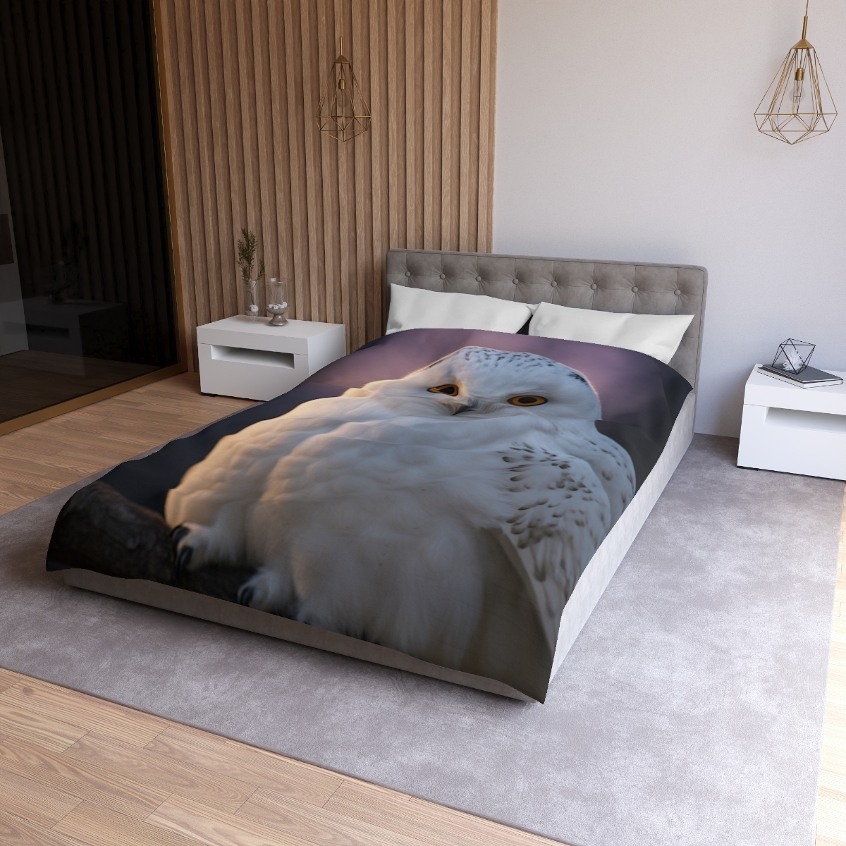 Twilight Watcher Snowy Owl personalized bedding duvets