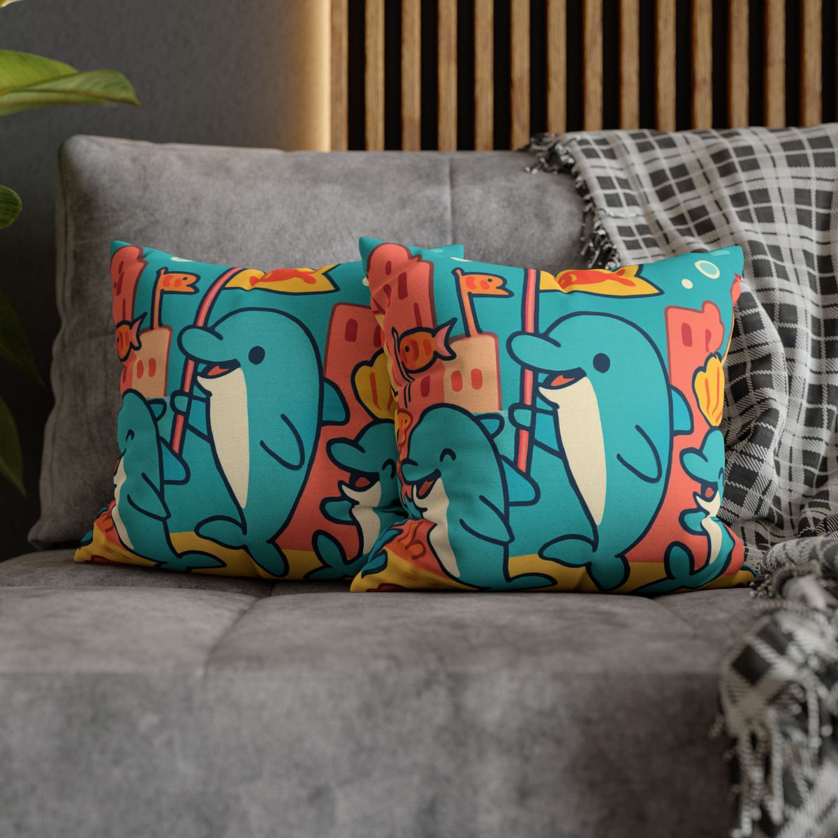 Coral City Dolphin Parade unique gift pillow cases