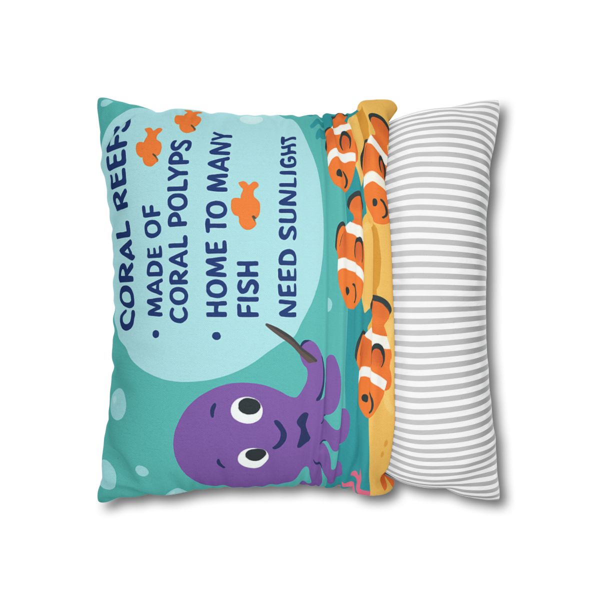 Coral Classroom With Professor Octopus stylish decorative pillowcases