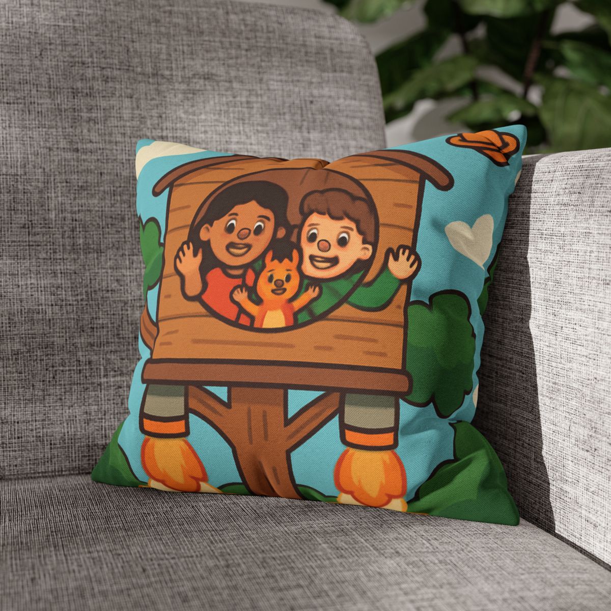 Rocket Powered Treehouse Forest stylish decorative pillowcases