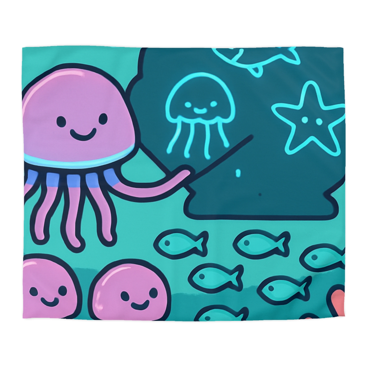 Bioluminescent Reef School With Glow Jellyfish personalized bedding duvets