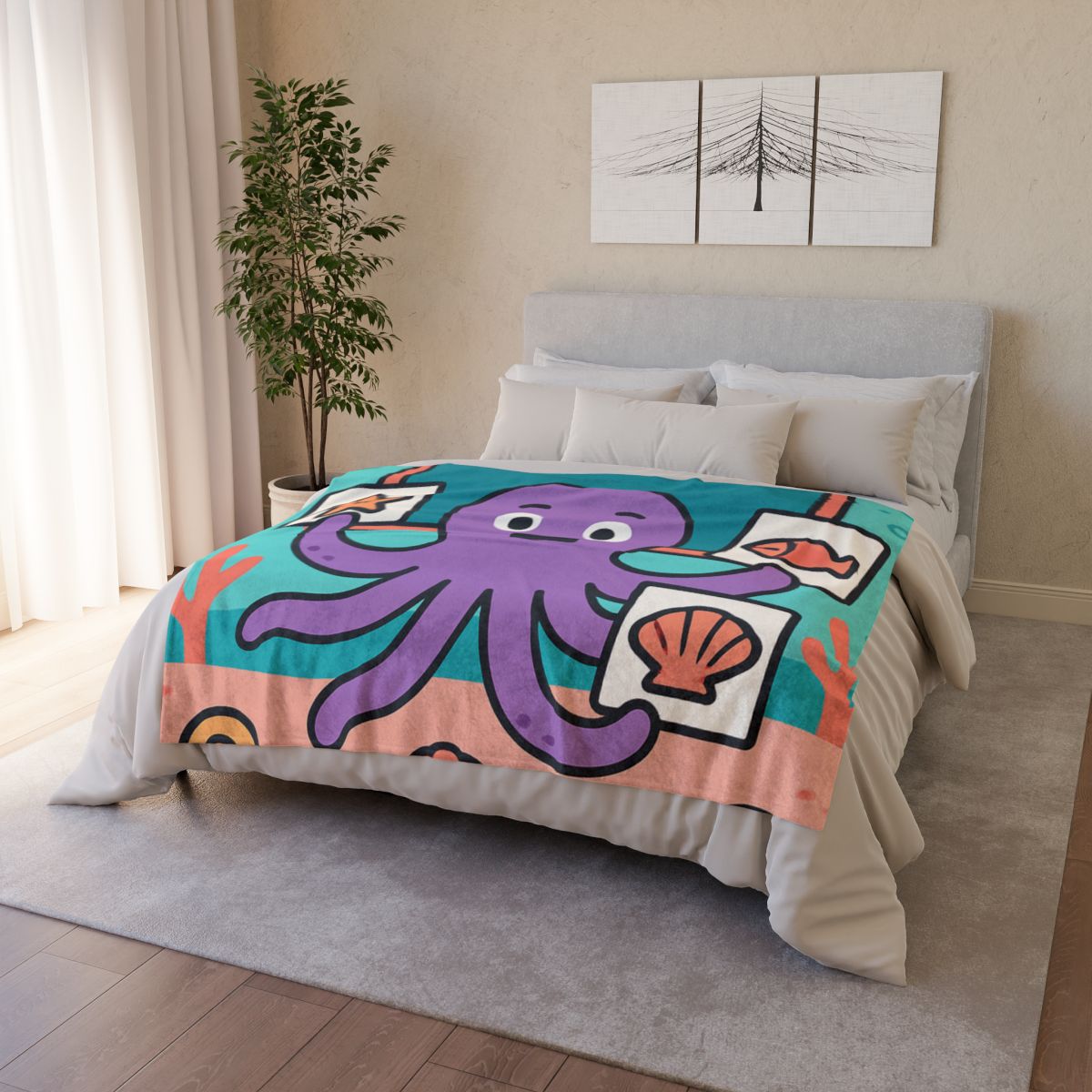 Coral Classroom Octopus trendy patterned blankets