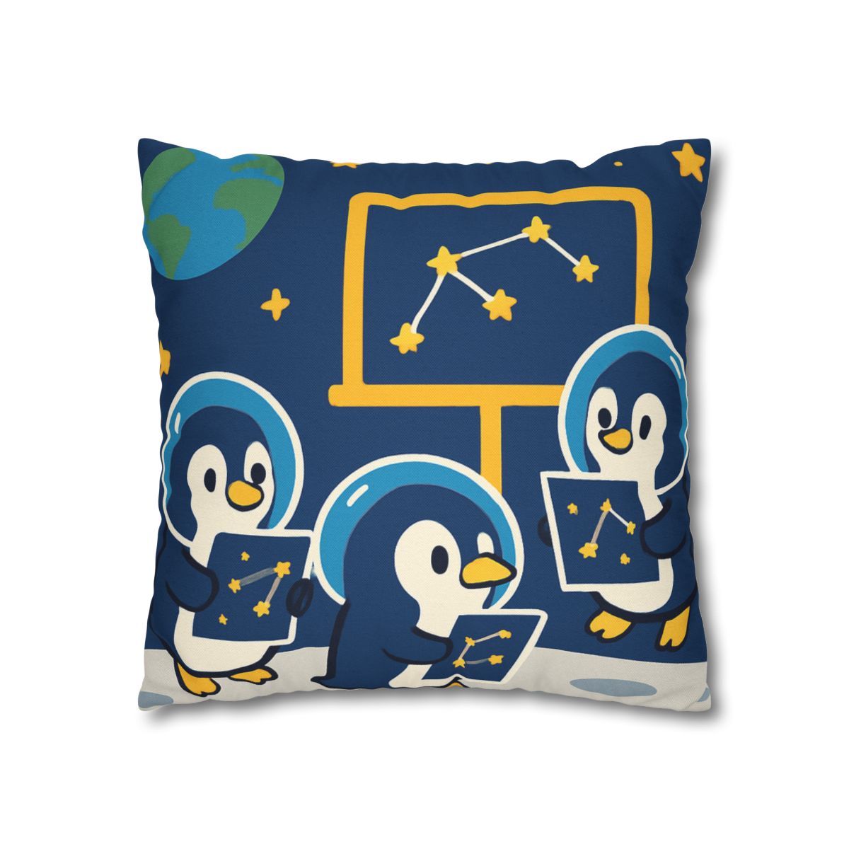 Space School For Curious Penguins personalized pillow covers