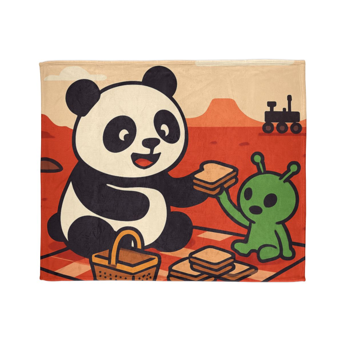 Martian Panda Picnic personalized cozy blankets