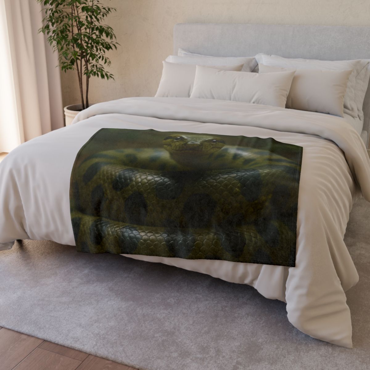 Starlit Coil Green Anaconda decorative home blankets