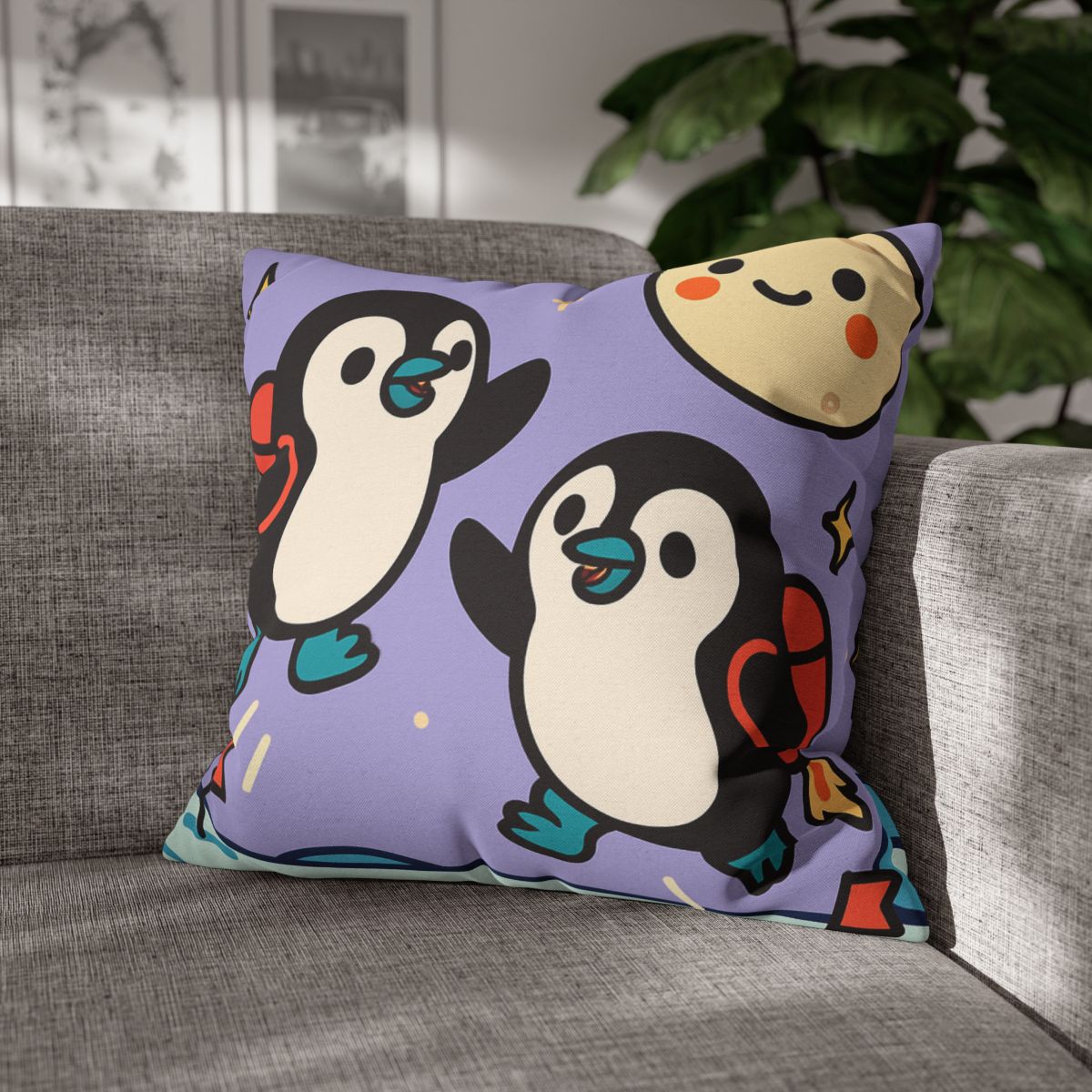 Rocket Penguin Explorers soft cotton pillow cases