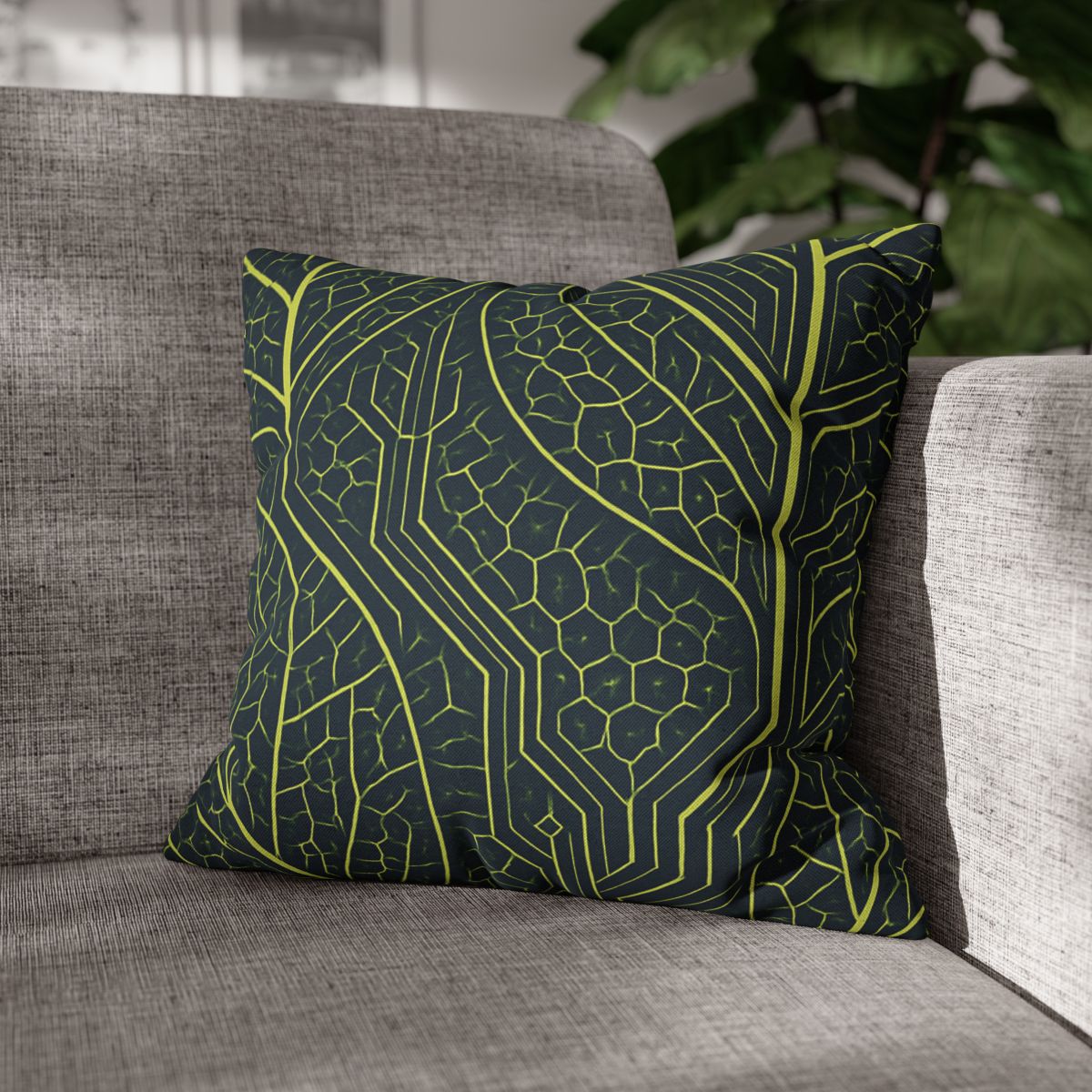 Leaf Vein Circuit Mosaic soft cotton pillow cases
