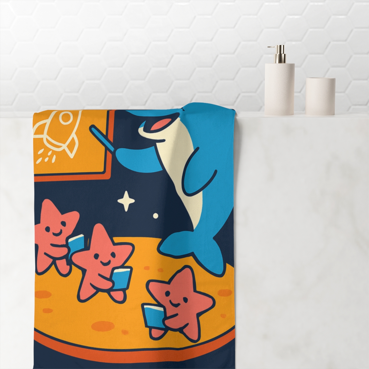 Cosmic Dolphin Star School stylish beach towels