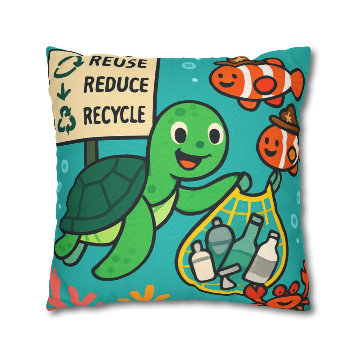 Coral Reef Recycling Rangers designer print pillow cases