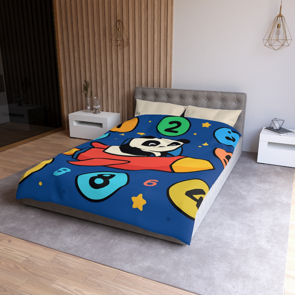 Rocket Panda And The Number Planets soft comforter duvets