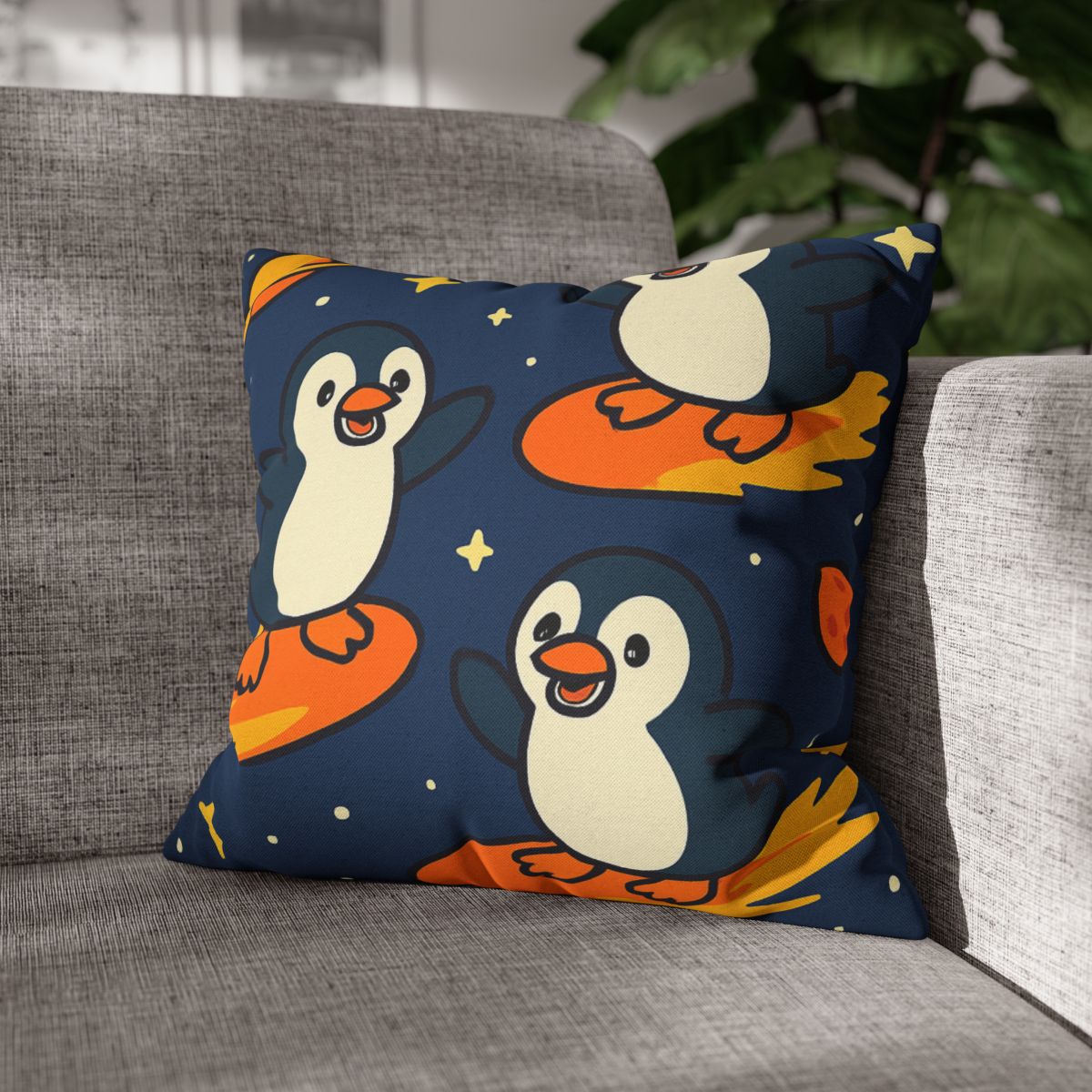 Comet Surfing Penguin Patrol comfortable bedding pillow covers