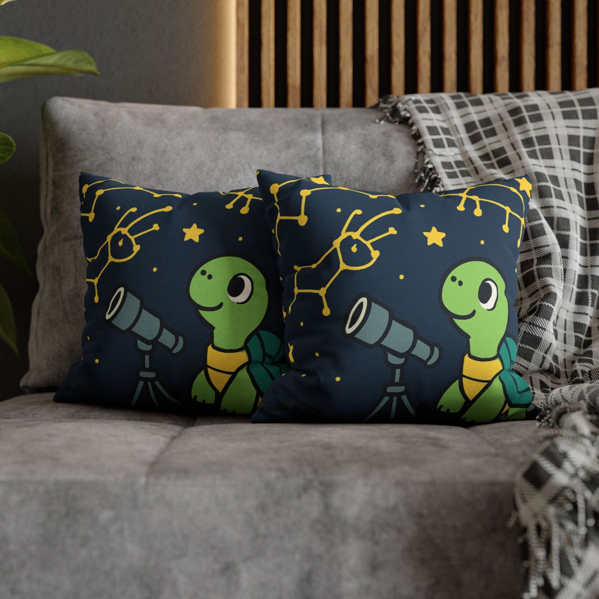 Stargazing Space Turtle trendy patterned pillow cases