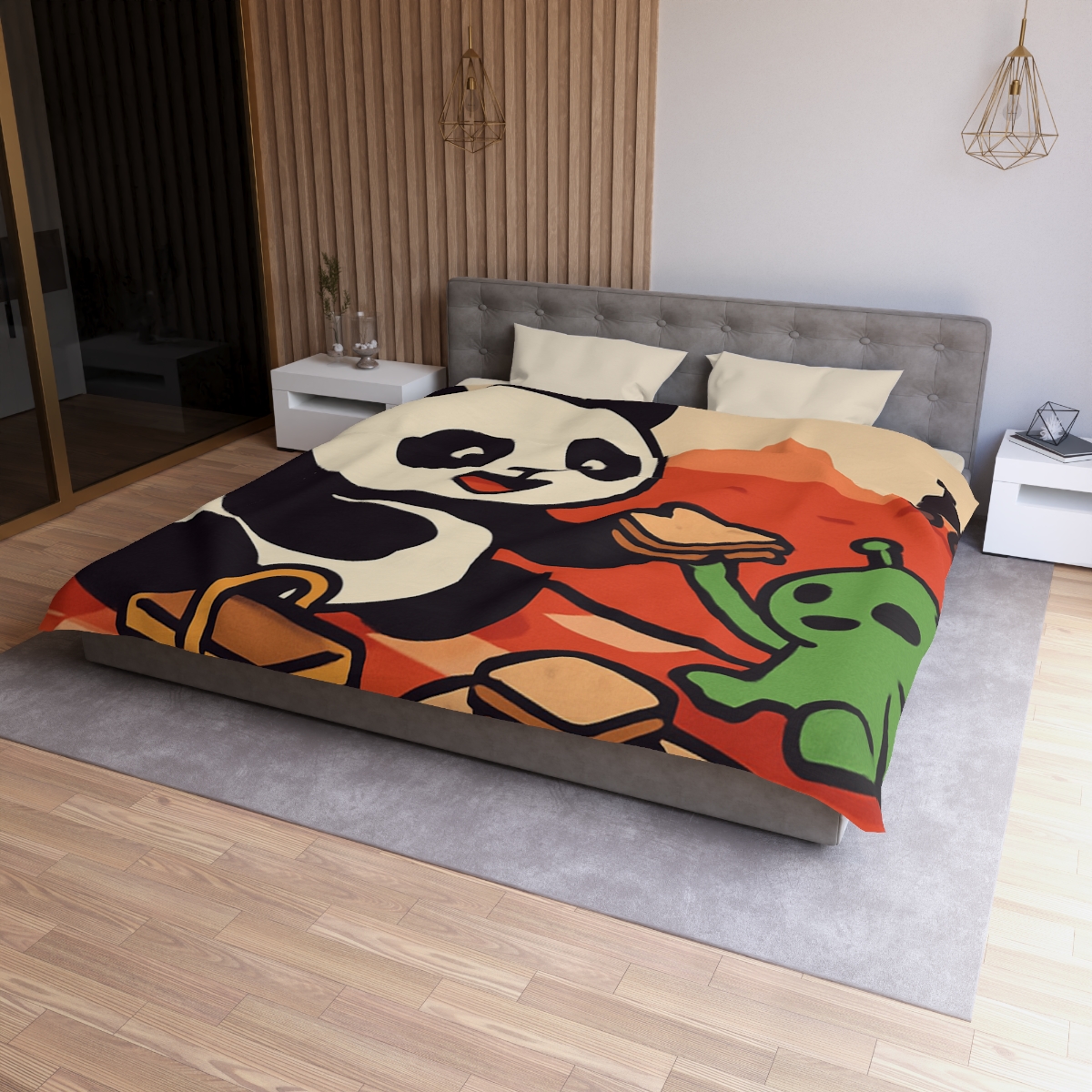 Martian Panda Picnic custom duvets