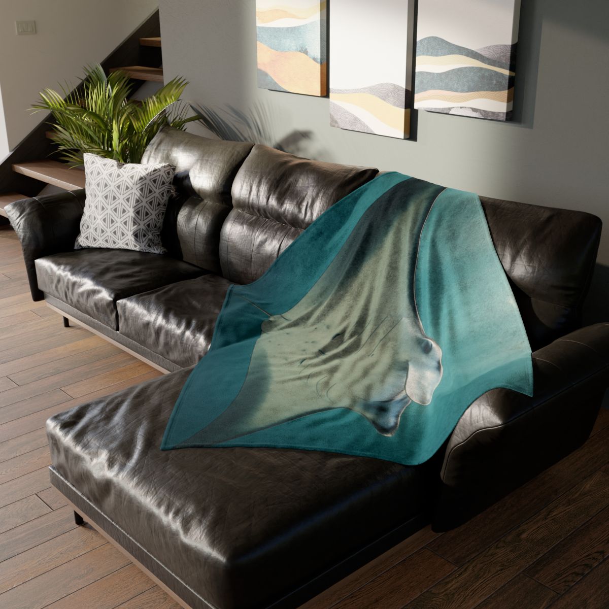 Celestial Glide Reef Manta Ray soft fleece blankets