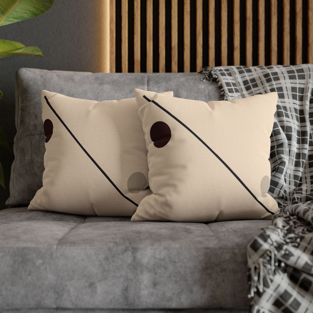 Diagonal Line And Twin Circles soft cotton pillow cases