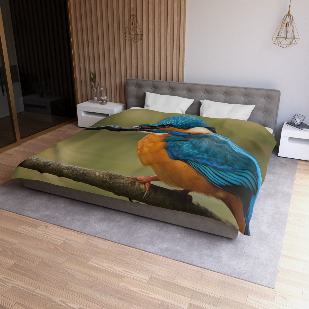 Crystal Dive Common Kingfisher unique patterned duvets