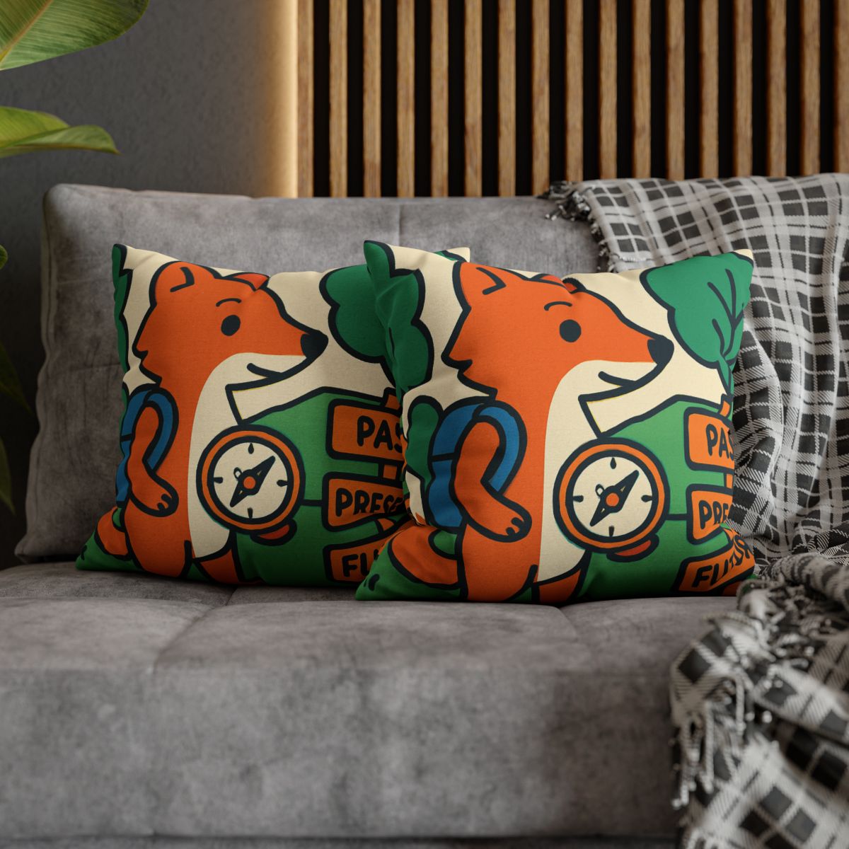Time Traveling Forest Fox trendy patterned pillow cases