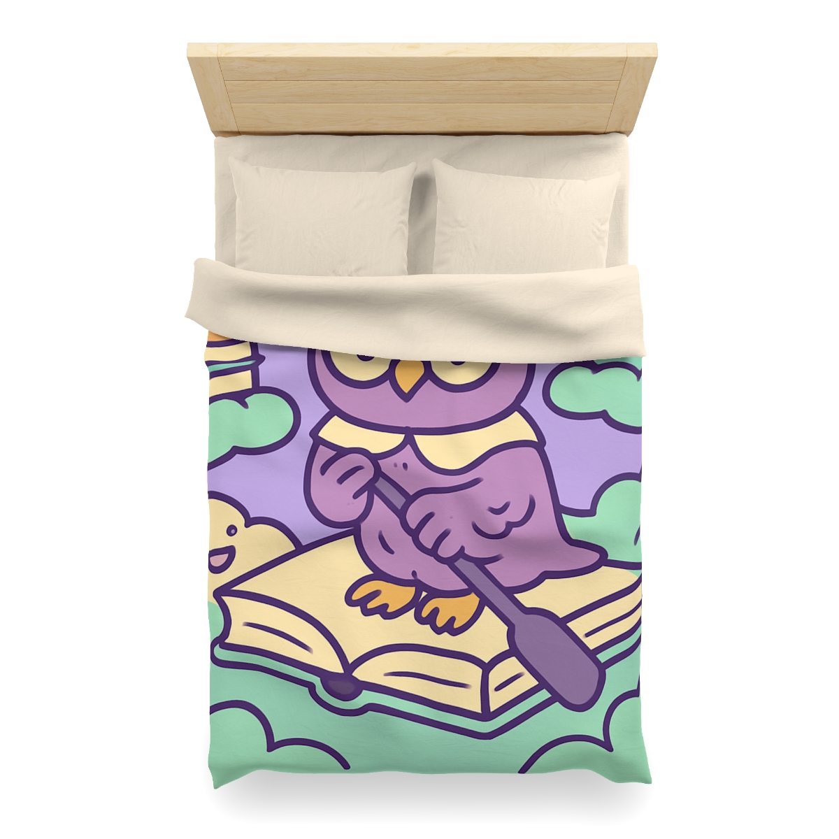 Cloud Library Owl Boat designer printed duvets