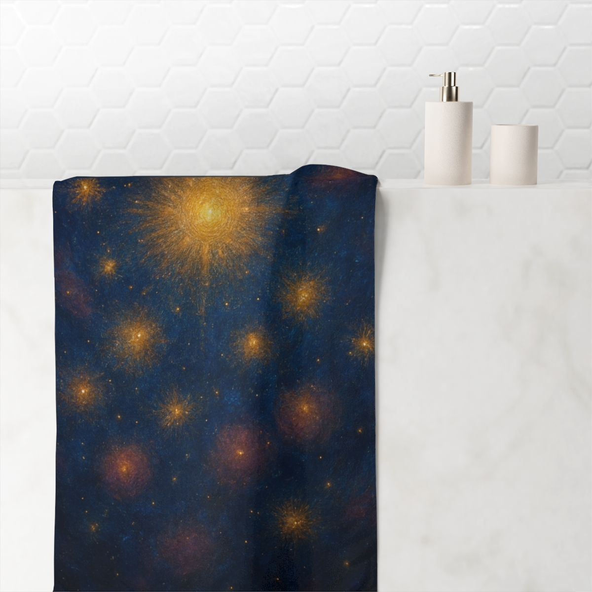 Starburst Halo Garden personalized bath towels