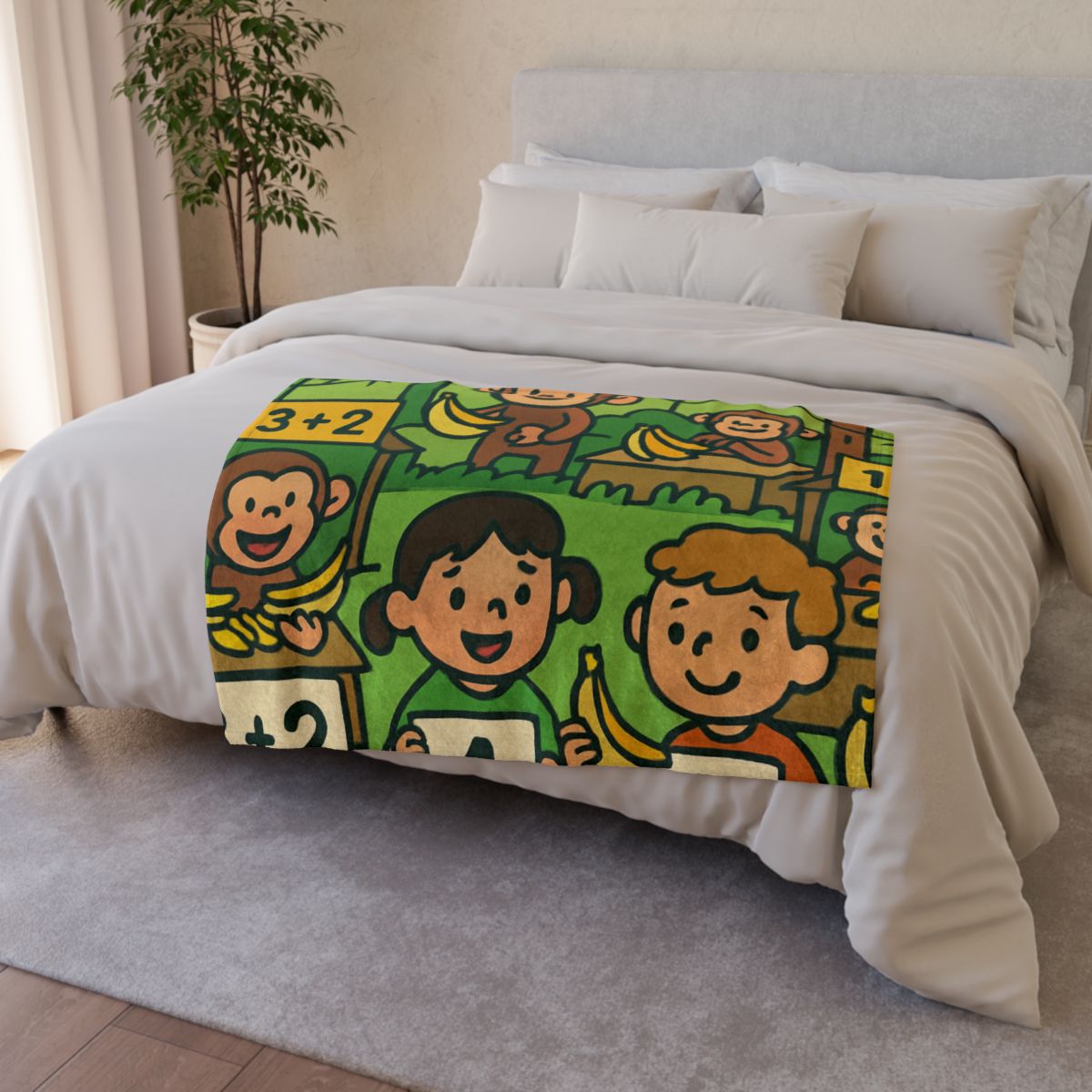Jungle Math Monkey Market custom blankets