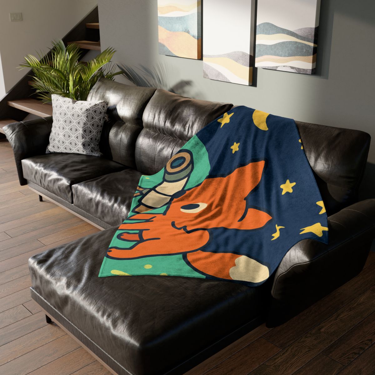 Starlight Safari Fox soft fleece blankets
