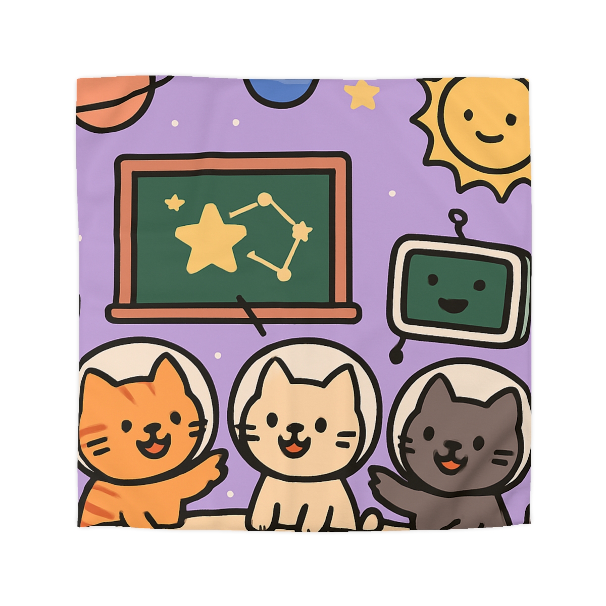 Space School Astronaut Cats unique patterned duvets