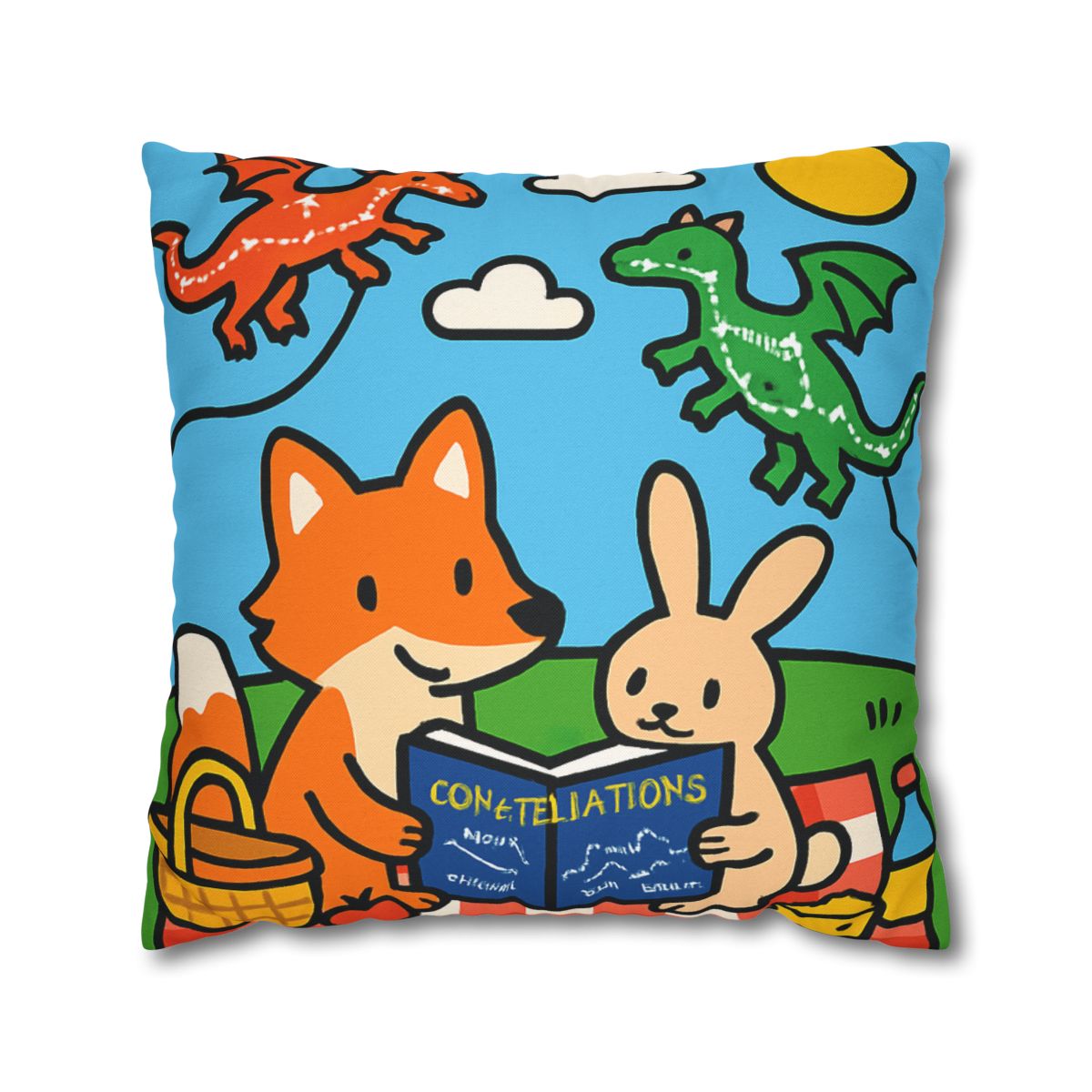Sky Map Picnic With Dragon Kites personalized pillow covers