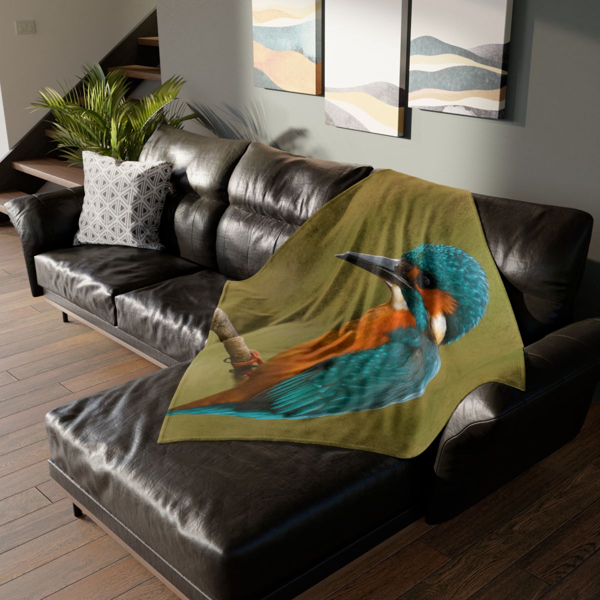 Azure Flash Kingfisher soft fleece blankets