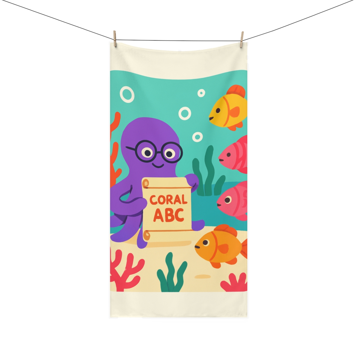 Glow Reef Library With The Octopus Guide custom towels