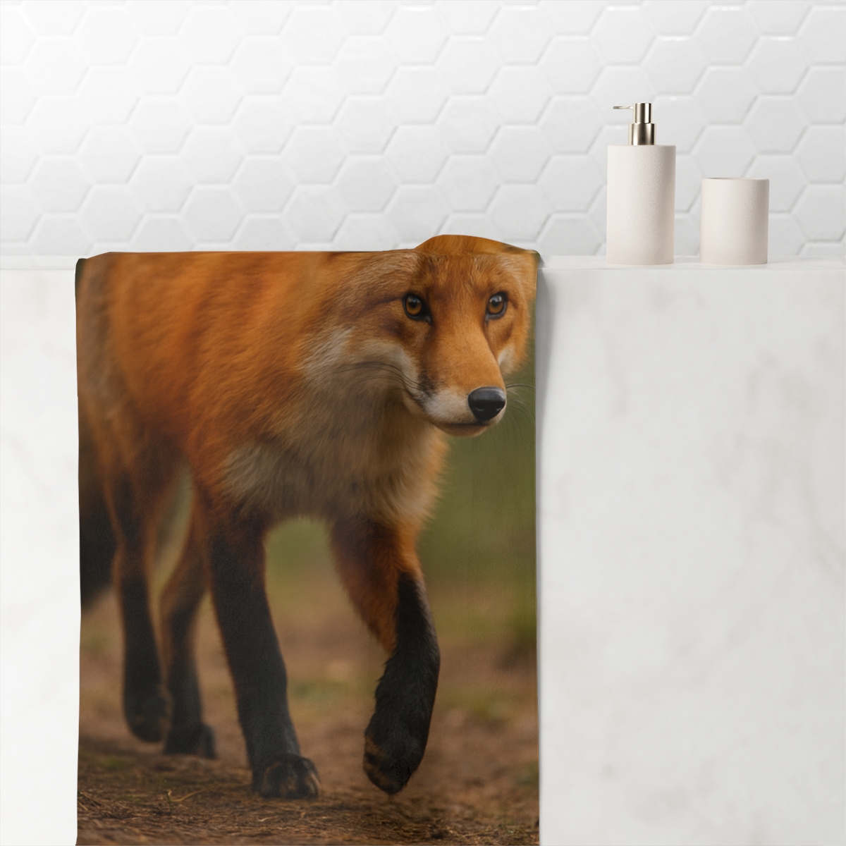 Crimson Stalker Red Fox designer printed towels