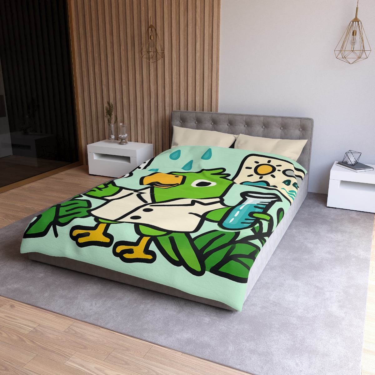 Rainforest Weather Lab With Parrot Scientist unique patterned duvets
