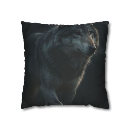 Moonlit Sentinel Gray Wolf personalized pillow covers