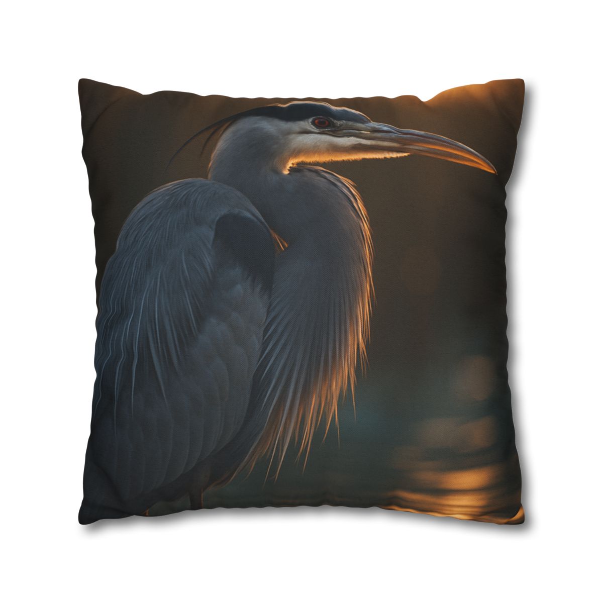 Moonlit Sentinel Great Blue Heron stylish decorative pillowcases