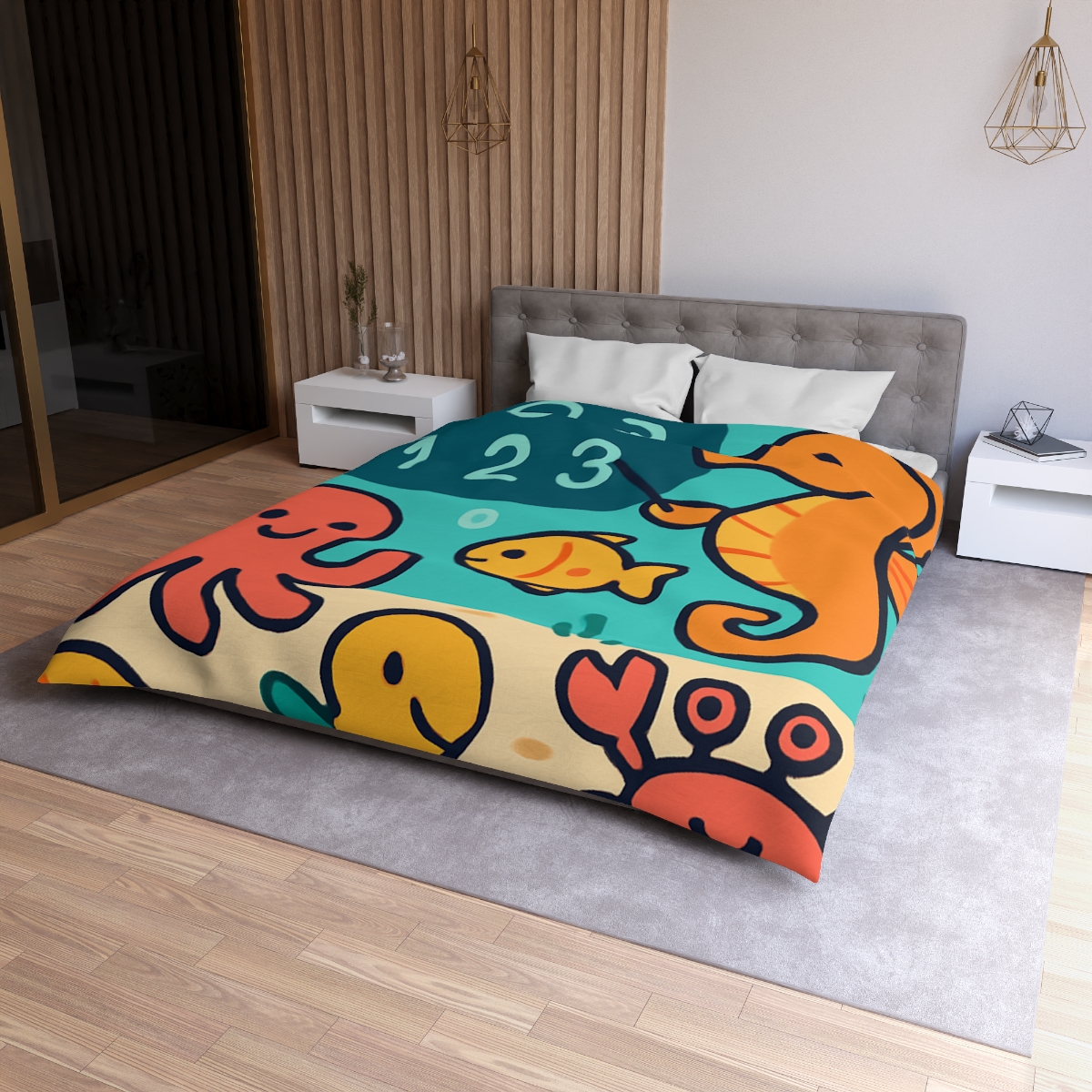 Coral Classroom With The Seahorse Teacher unique patterned duvets