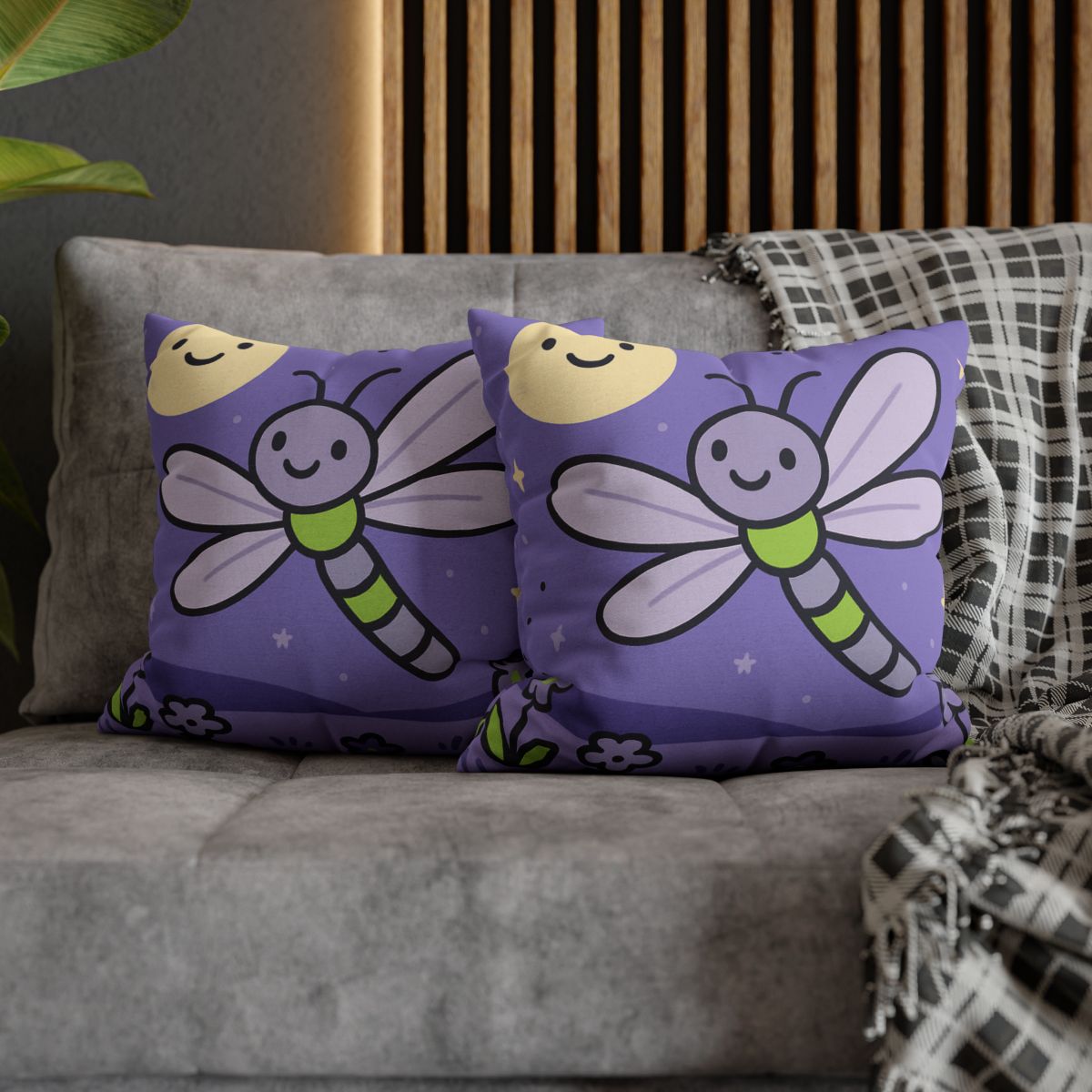 Moonlight Meadow Dragonfly personalized pillow covers
