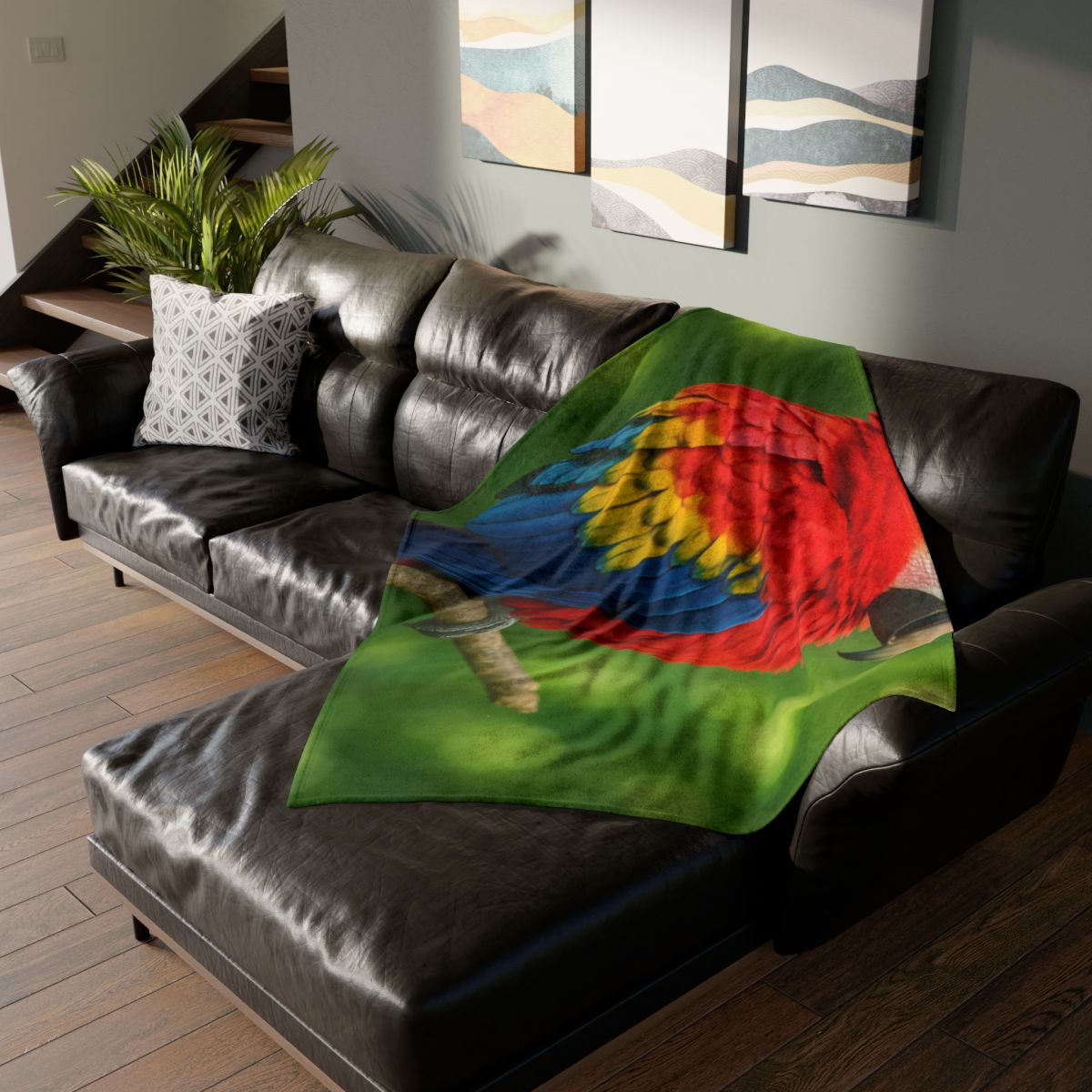 Color Storm Scarlet Macaw trendy patterned blankets