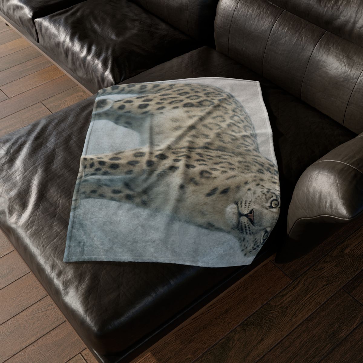 Frost Summit Snow Leopard decorative home blankets