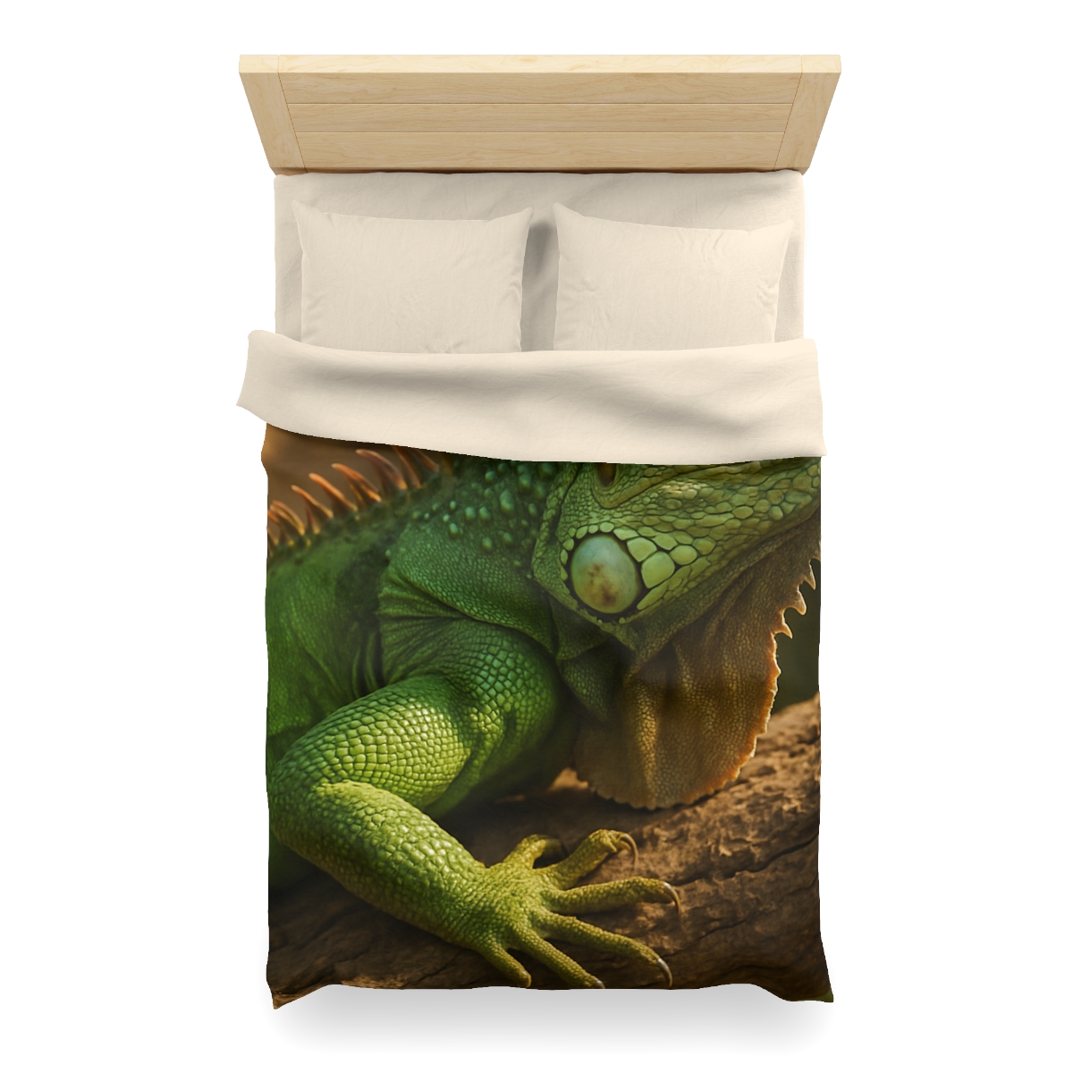 Sunlit Perch Green Iguana custom duvets
