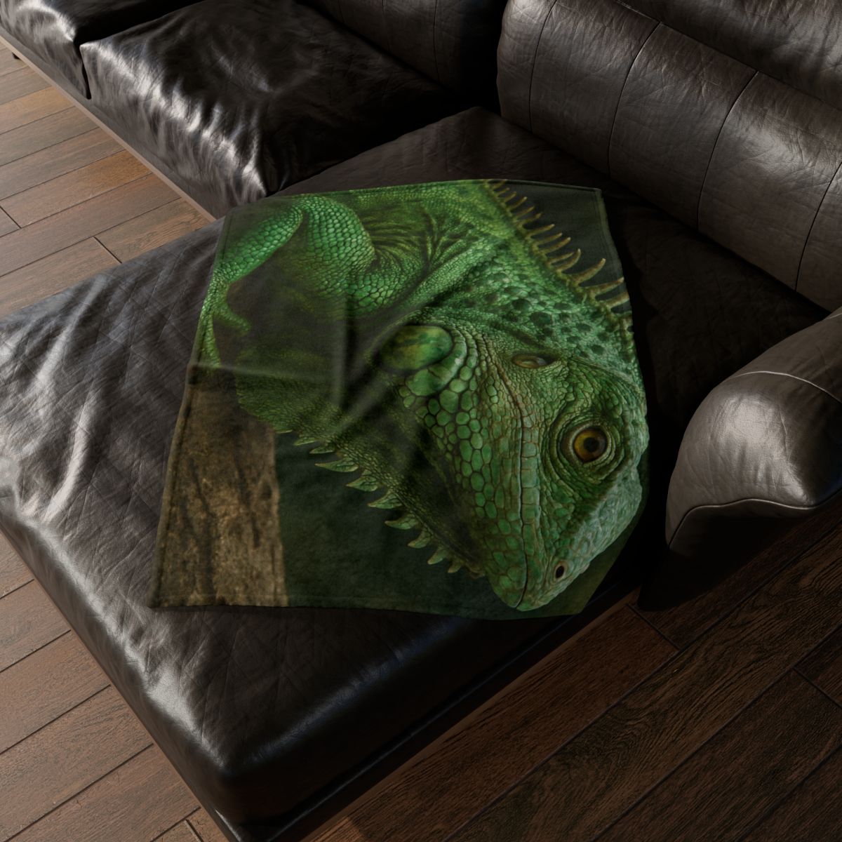 Verdant Gaze Green Iguana decorative home blankets