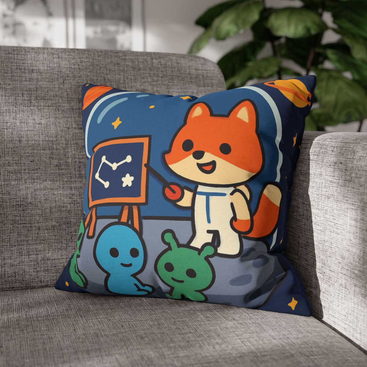 Comet Classroom With Curious Space Fox comfortable bedding pillow covers