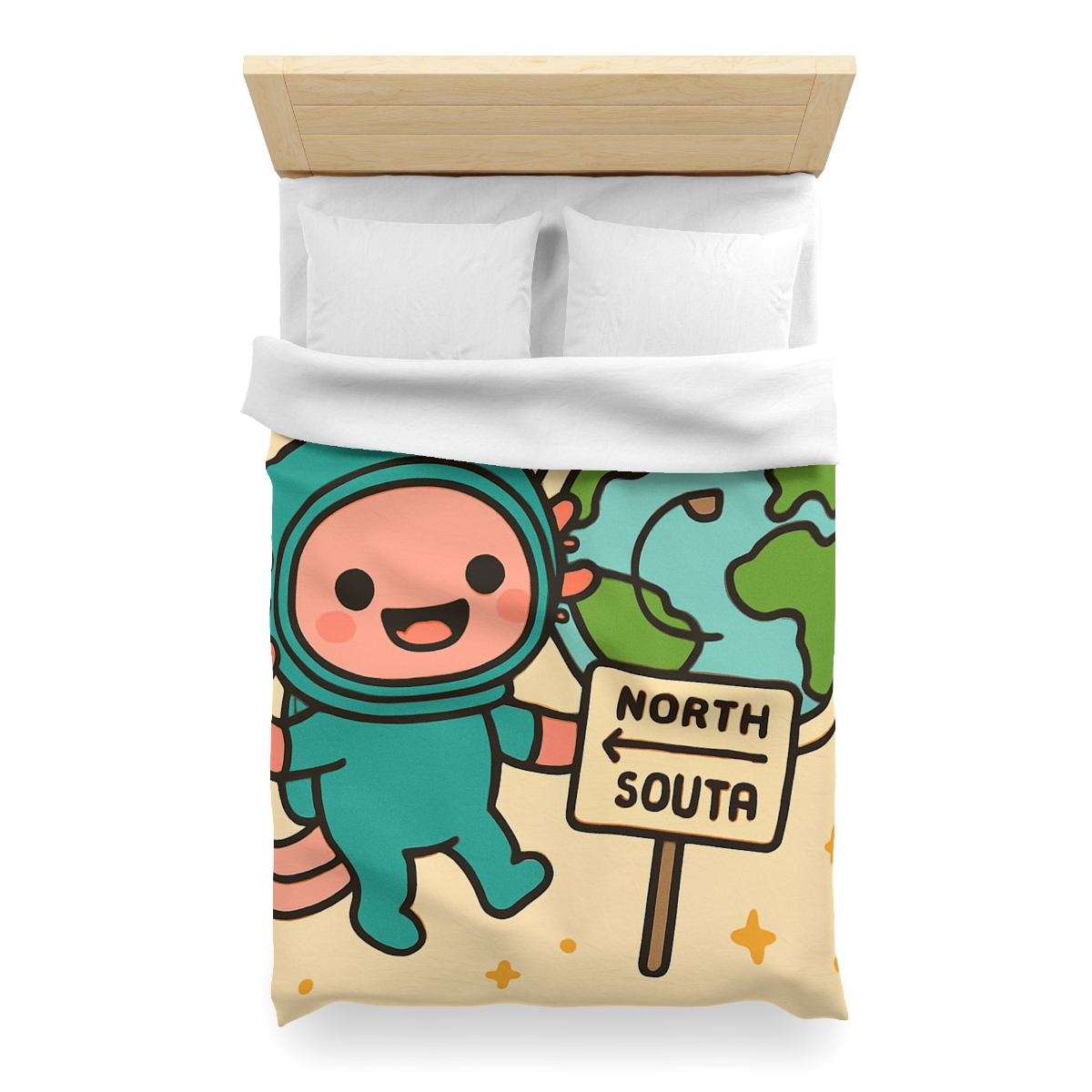 Luna The Axolotl Astronaut And The Bubble Planet Map stylish duvet covers