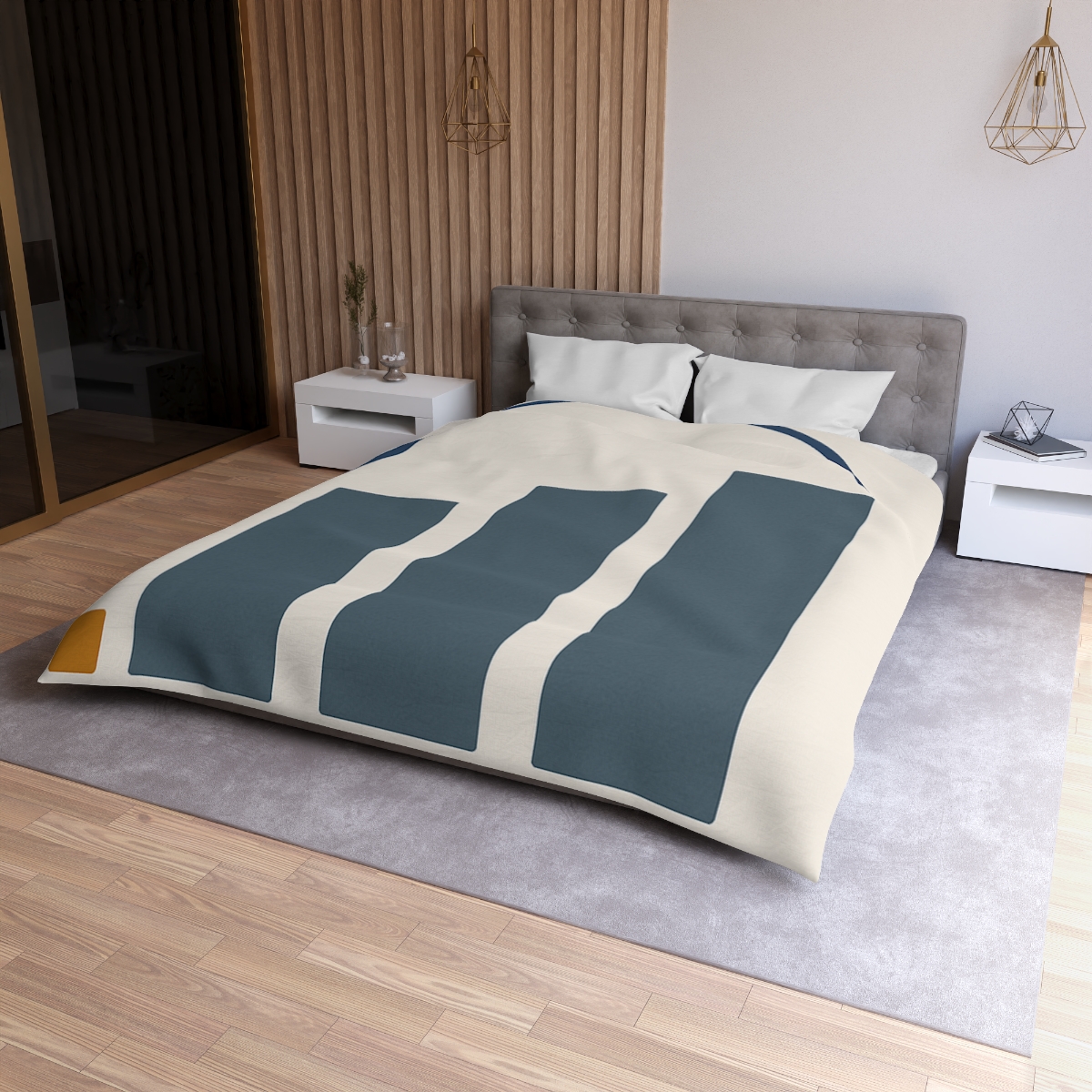 Three Bars With Hanging Arc designer printed duvets