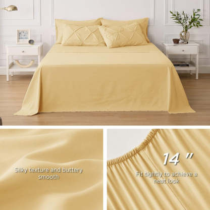 7 Pieces Comforters Pintuck Bedding Sets With Flat Sheet And Fitted Sheet