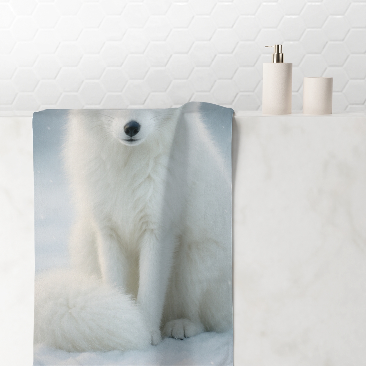 Frost Guardian Arctic Fox unique gift towels