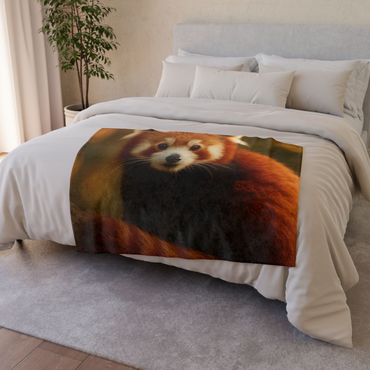 Crimson Whisper Red Panda trendy patterned blankets